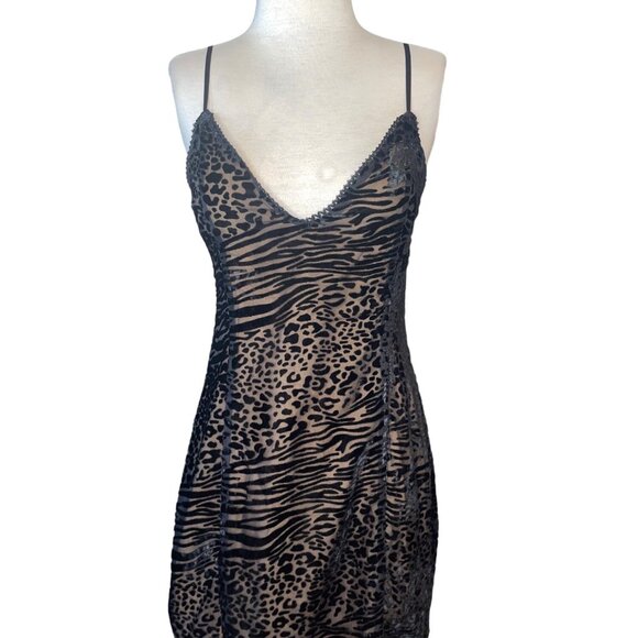 superdown Loraine Mini Dress in Black Leopard XXSmall New Womens Burnout Velvet - Picture 5 of 10